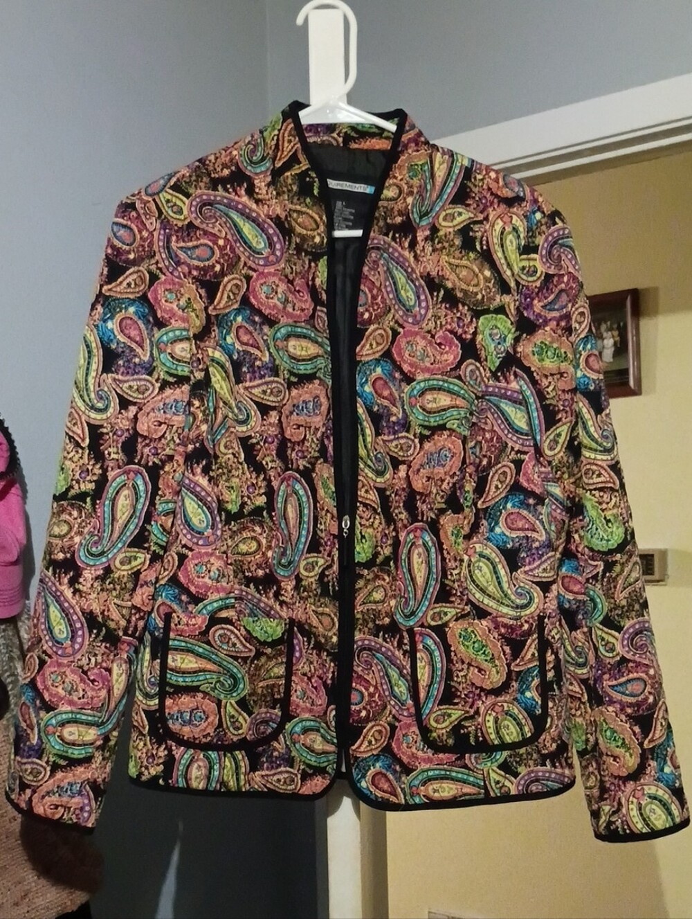 Requirements Black Paisley Quilted Jacket with Multicolor Accents